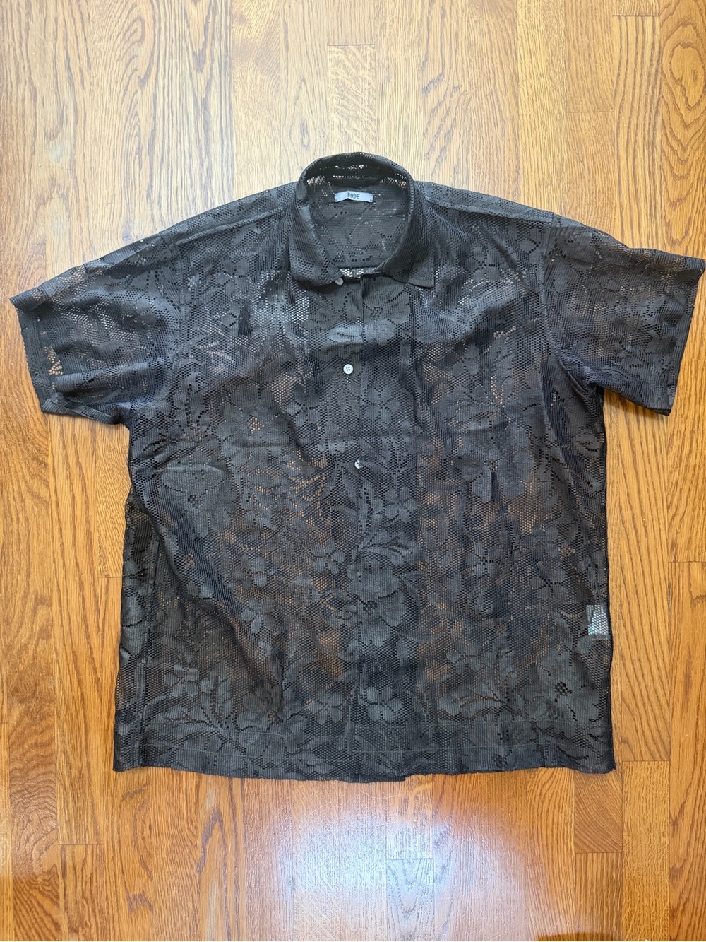 Bode Men's Lace Short-Sleeve Button-Down Shirt - Breathable Summer Layer